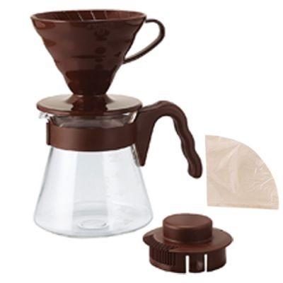 Hario - Plastic Coffee Pour Over Kit V60-02 - Chocolate Brown