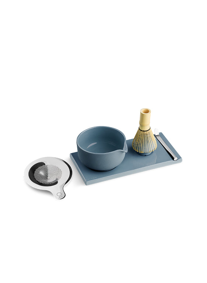 Fellow Matcha Set Matte White with frosted glass matcha bowl