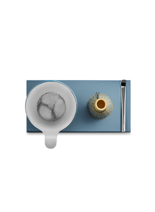 Fellow Matcha Set arranged on kitchen counter with matcha latte