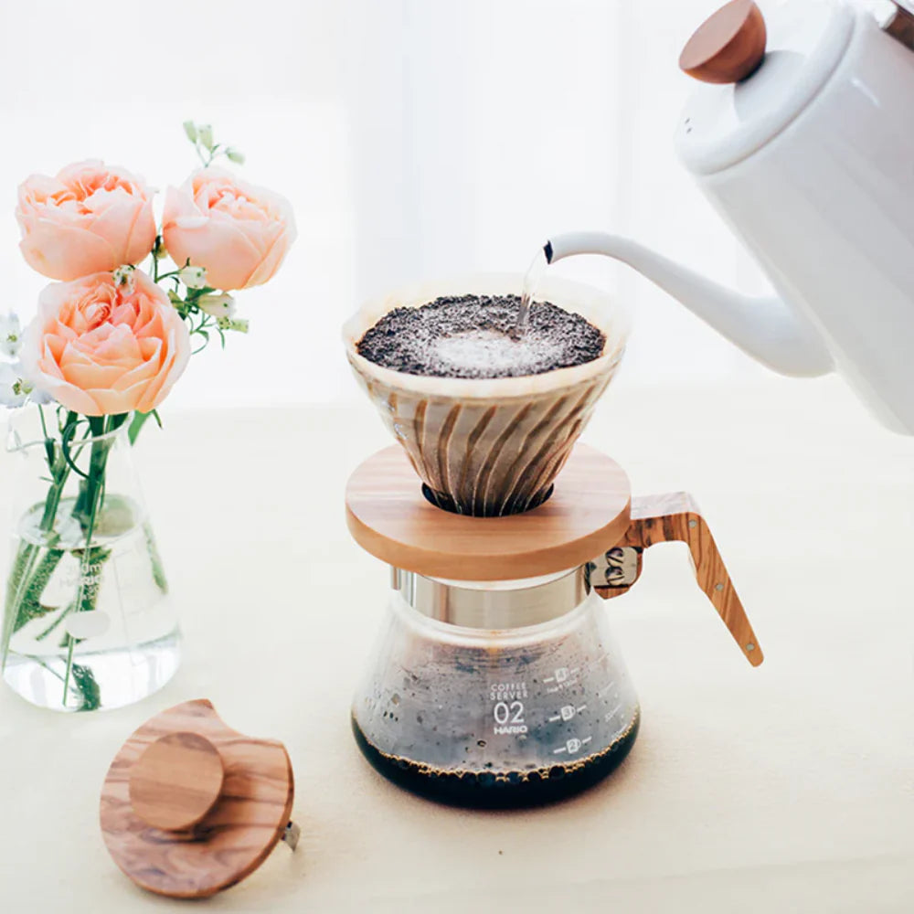 Hario - Glass Coffee Server - Olive Wood