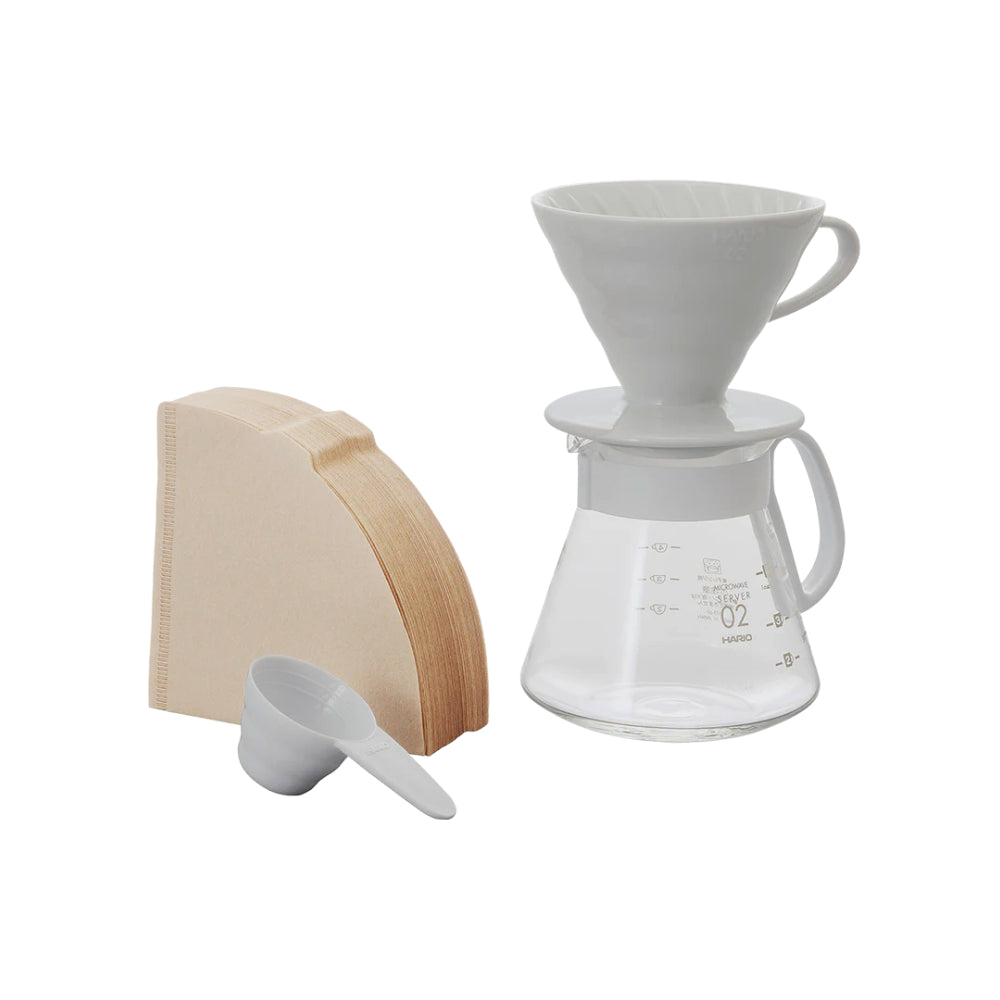 Hario - Ceramic Coffee Dripper & Pot V60-02 - White